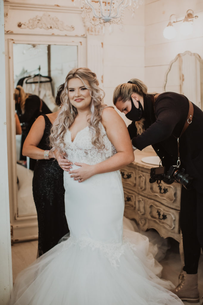 closing bride's dress